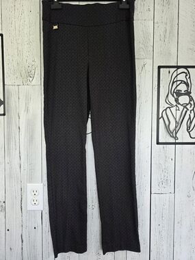 Joseph Ribkoff Black Geometric Pull-On Dress Pants Size 10 Made in Canada Office